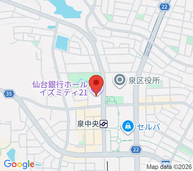 仙台銀行ホール イズミティ21の地図