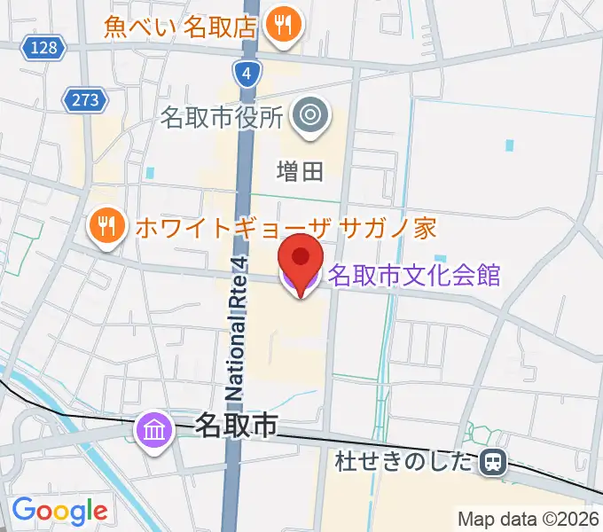 名取市文化会館の地図