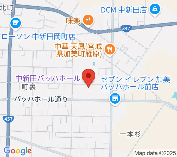 中新田バッハホールの地図