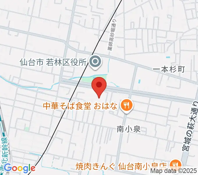 若林区文化センターの地図