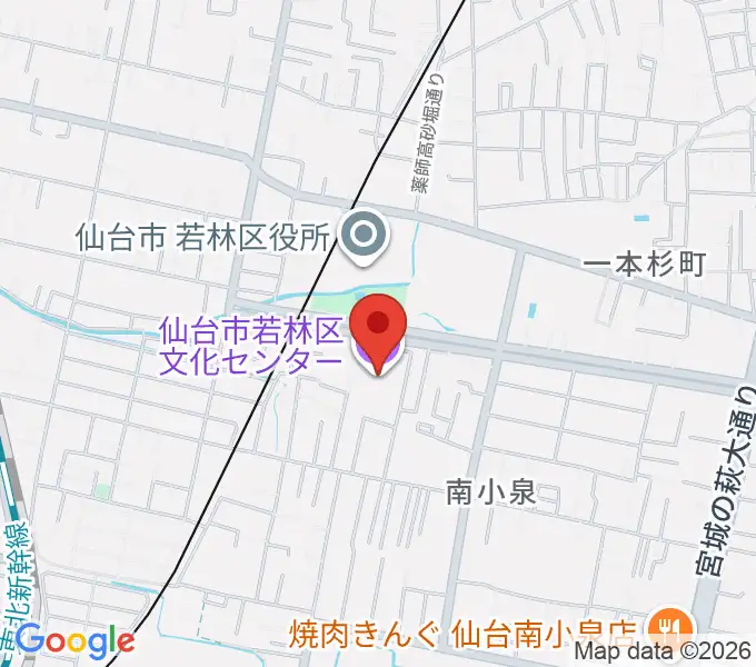 若林区文化センターの地図