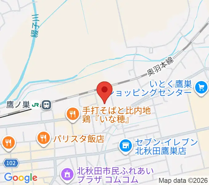 北秋田市文化会館ファルコンの地図