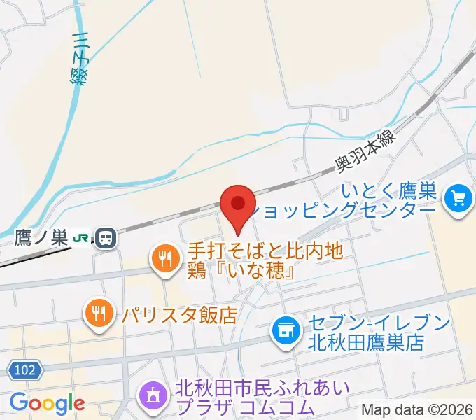 北秋田市文化会館ファルコンの地図
