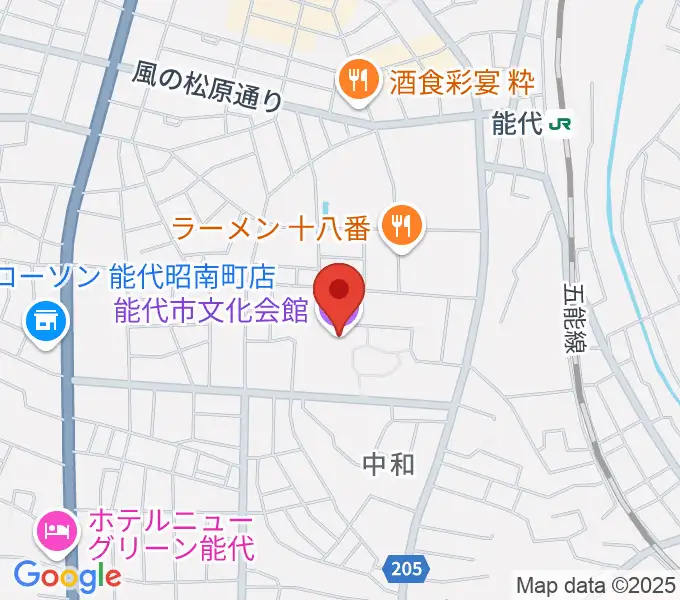 能代市文化会館の地図