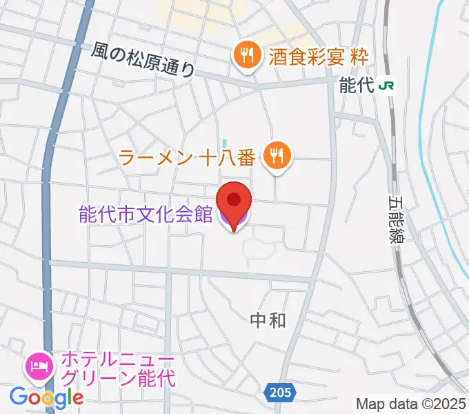 能代市文化会館の地図