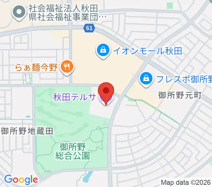 秋田テルサの地図