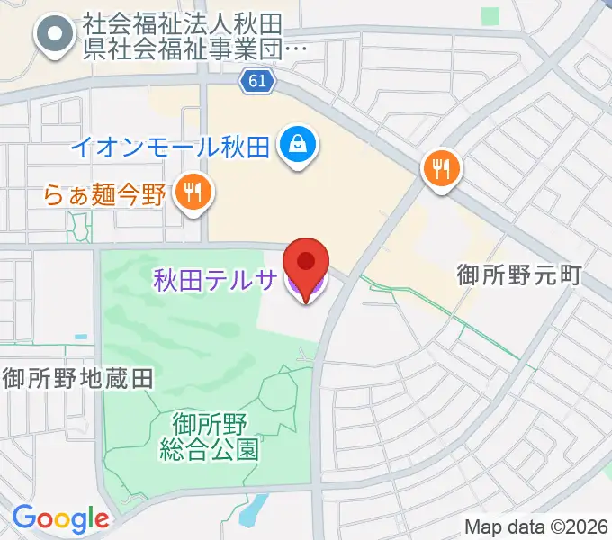 秋田テルサの地図