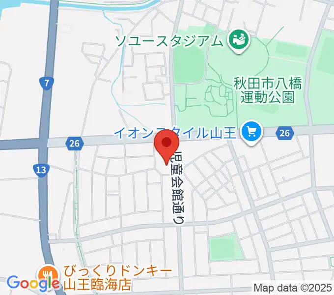 秋田県児童会館の地図