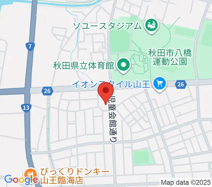 秋田県児童会館の地図