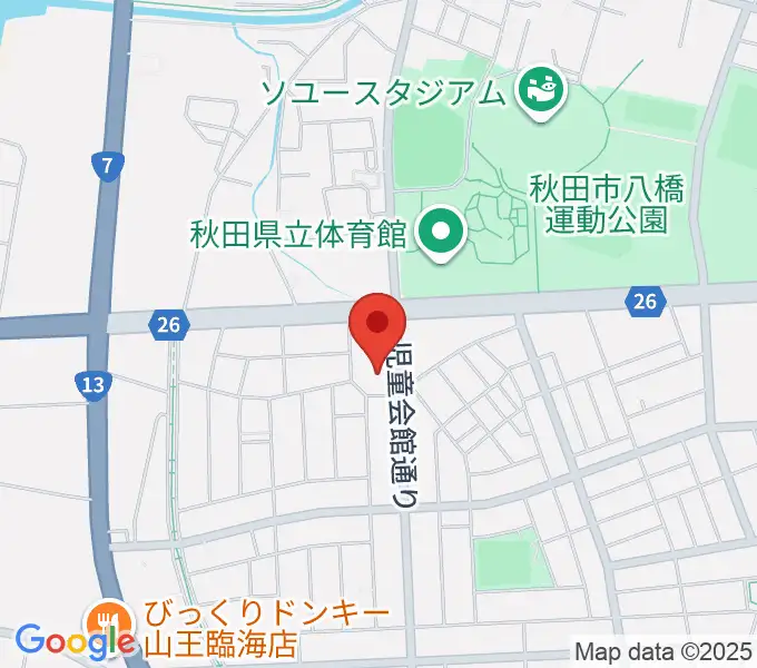 秋田県児童会館の地図