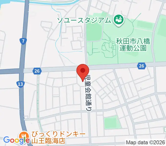 秋田県児童会館の地図