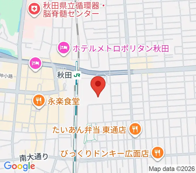 秋田拠点センターアルヴェの地図