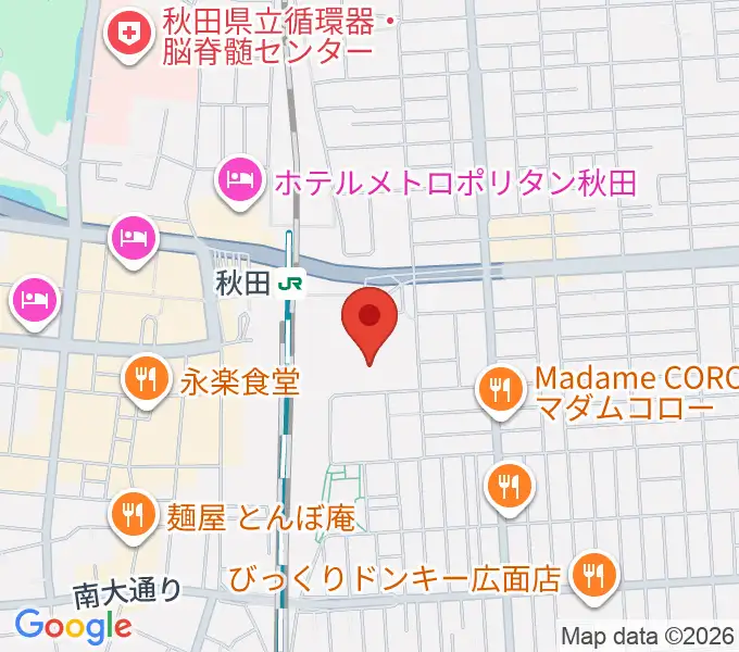 秋田拠点センターアルヴェの地図