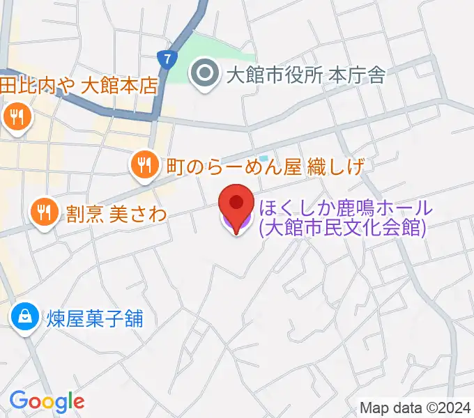 ほくしか鹿鳴ホールの地図