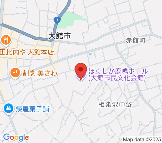 ほくしか鹿鳴ホールの地図