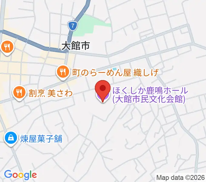 ほくしか鹿鳴ホールの地図