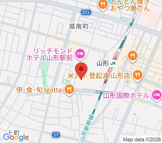 山形テルサホールの地図