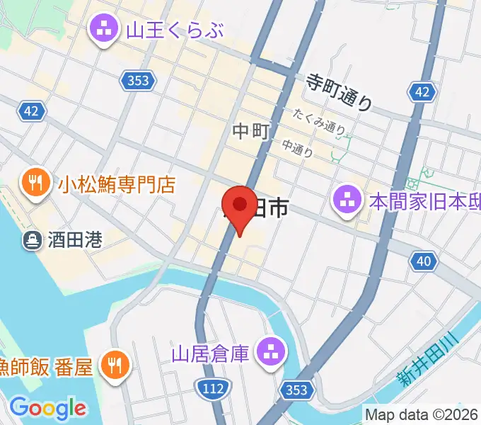 酒田市民会館 希望ホールの地図