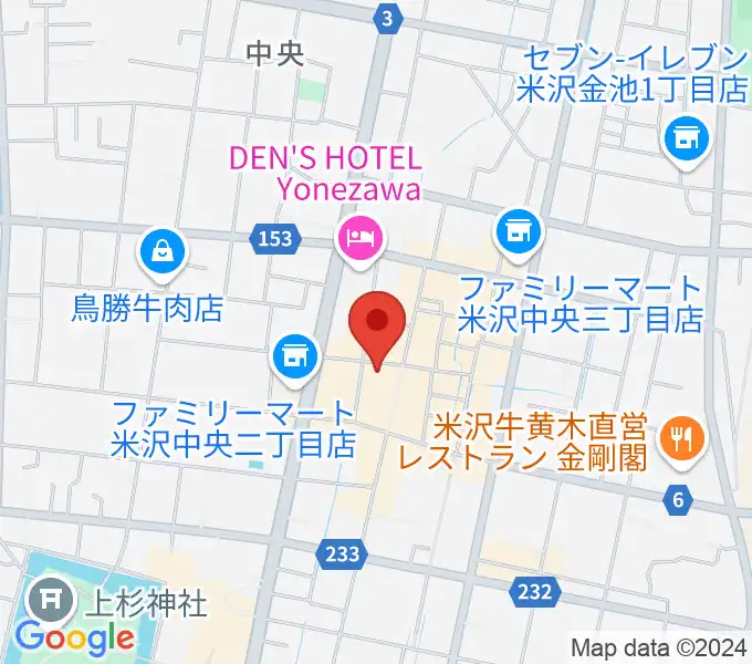 米沢市市民文化会館の地図