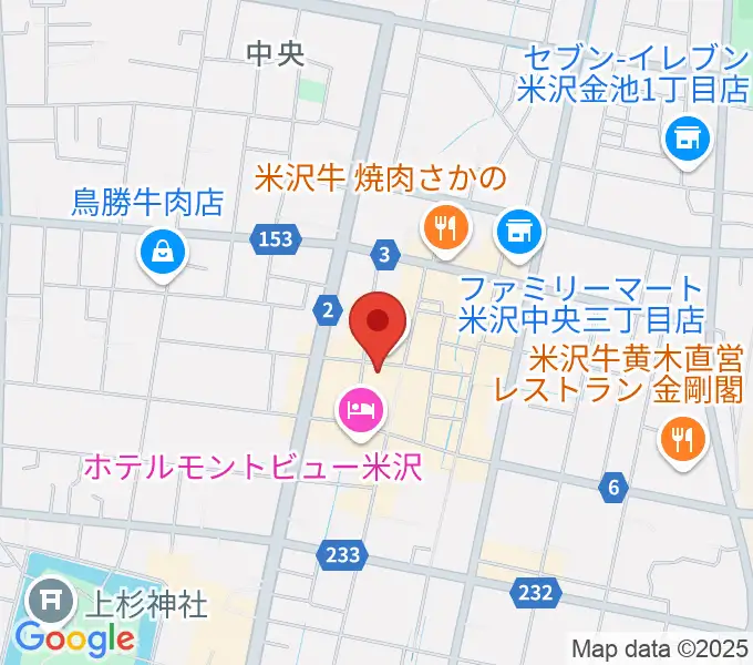 米沢市市民文化会館の地図
