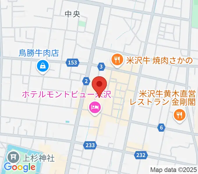 米沢市市民文化会館の地図