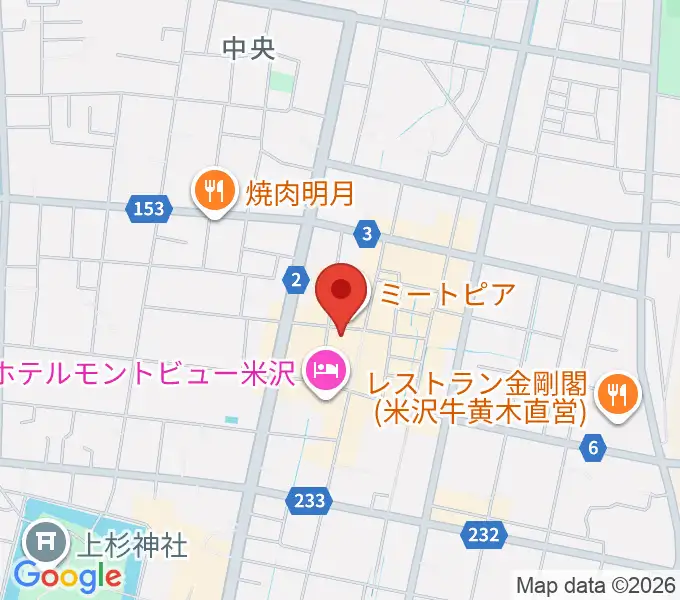 米沢市市民文化会館の地図