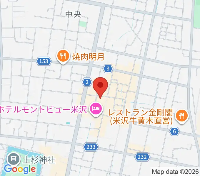 米沢市市民文化会館の地図
