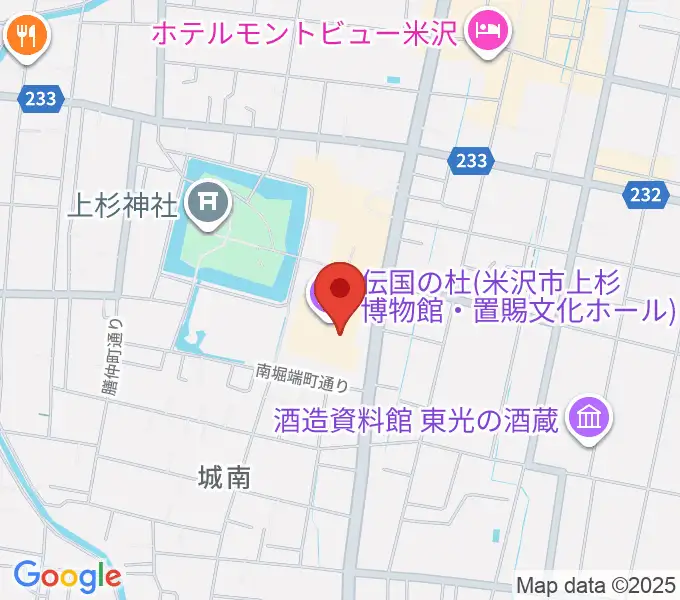 伝国の杜 置賜文化ホールの地図