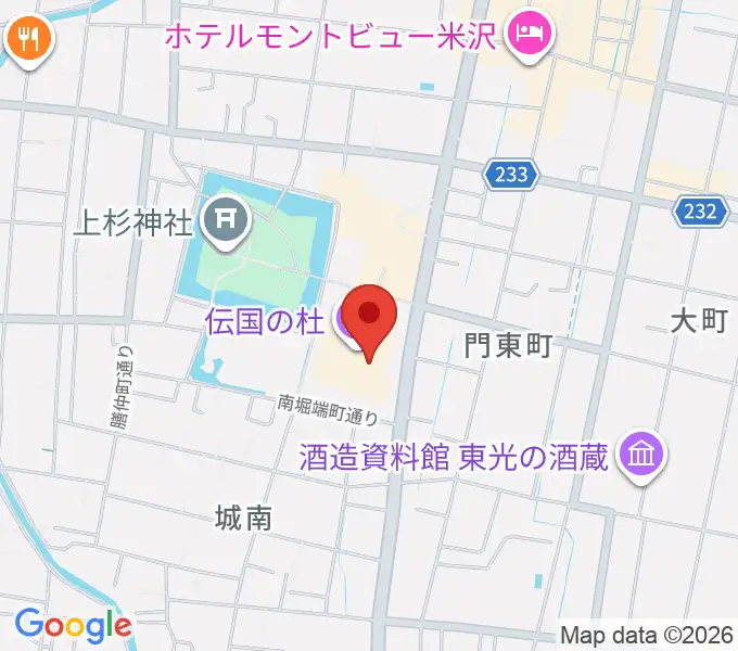 伝国の杜 置賜文化ホールの地図