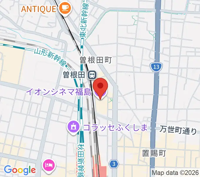 福島市アクティブシニアセンター アオウゼの地図