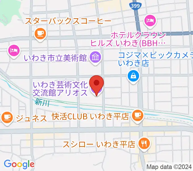 いわき芸術文化交流館アリオスの地図