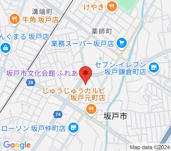 坂戸市文化会館ふれあの地図