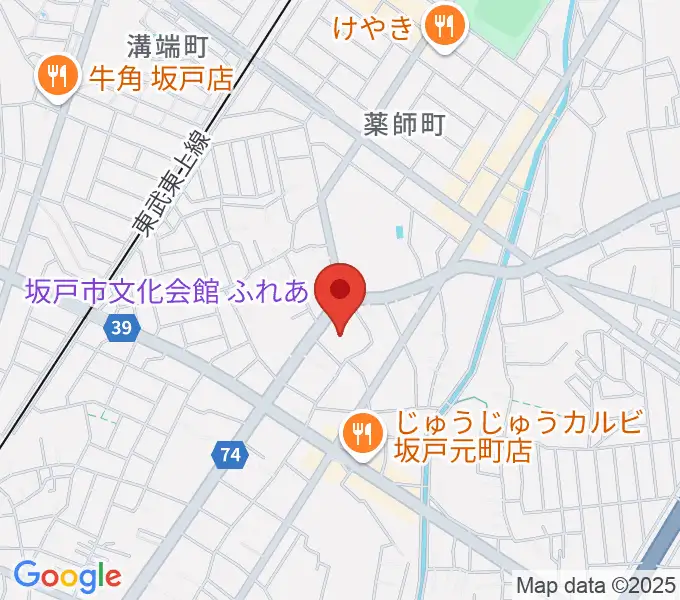坂戸市文化会館ふれあの地図
