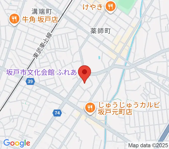 坂戸市文化会館ふれあの地図