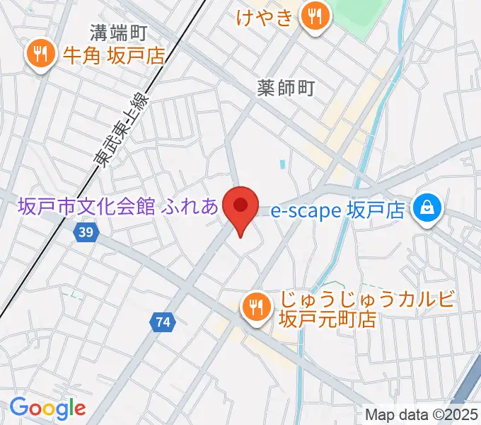 坂戸市文化会館ふれあの地図