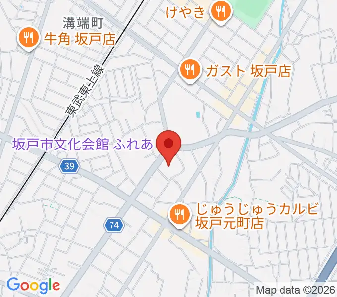 坂戸市文化会館ふれあの地図