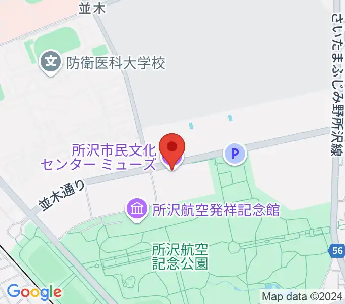 所沢市民文化センターミューズの地図