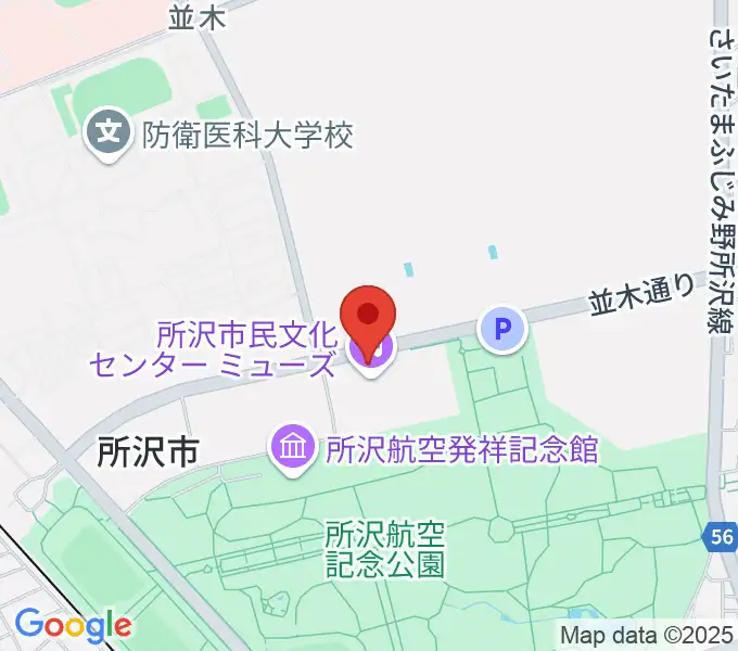 所沢市民文化センターミューズの地図