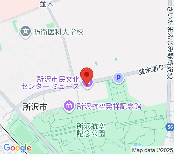 所沢市民文化センターミューズの地図
