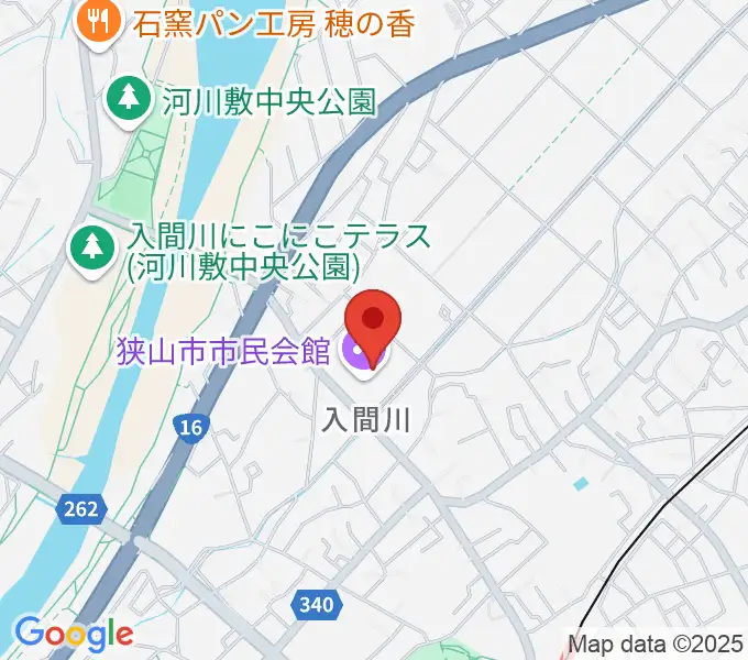 狭山市市民会館の地図