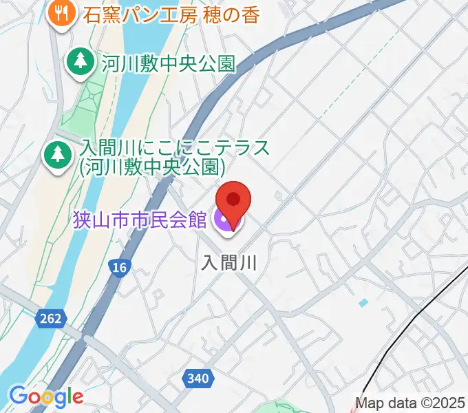 狭山市市民会館の地図