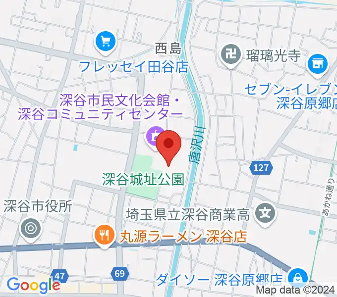 深谷市民文化会館の地図