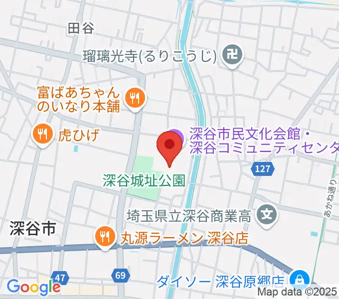 深谷市民文化会館の地図