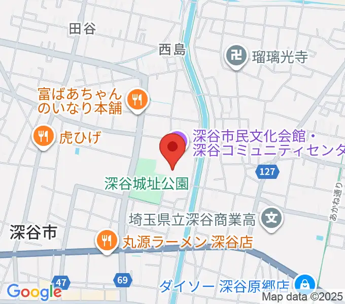 深谷市民文化会館の地図