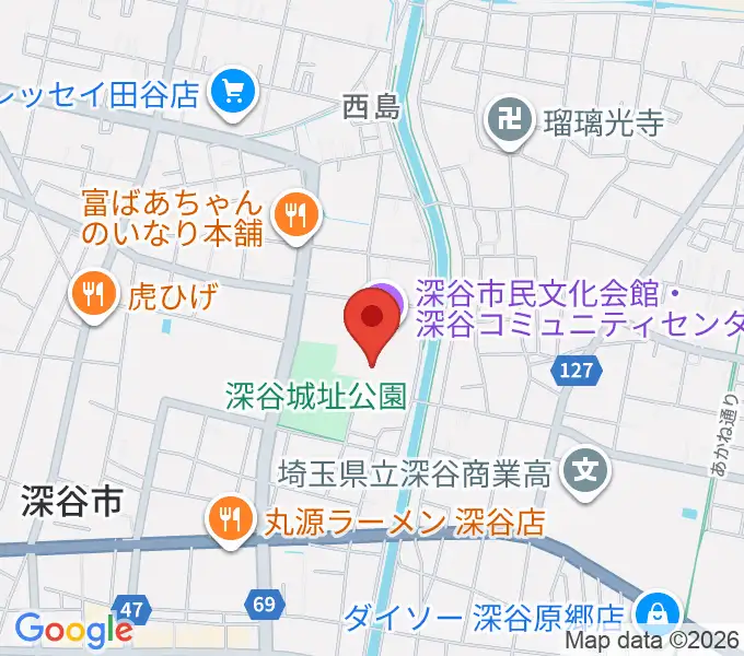 深谷市民文化会館の地図