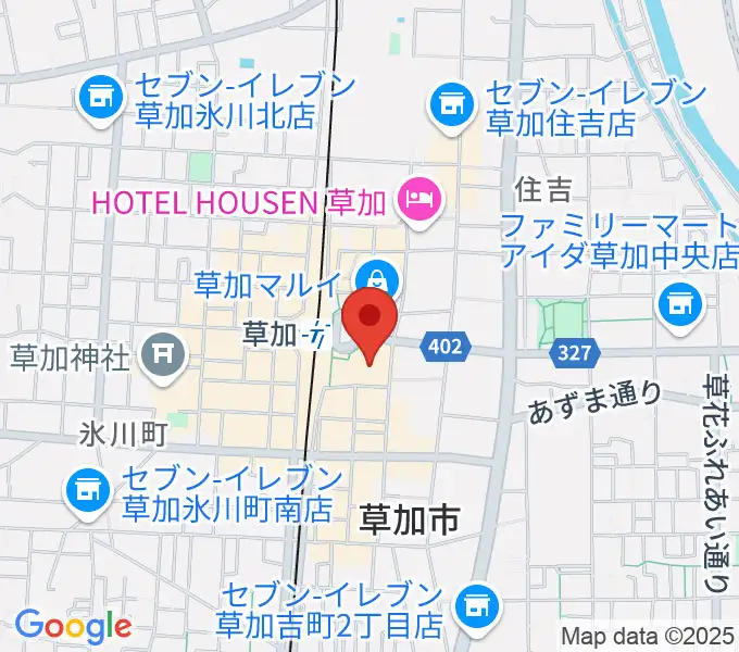 草加アコスホールの地図