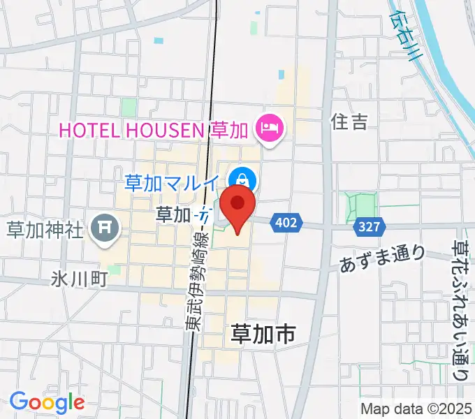 草加アコスホールの地図