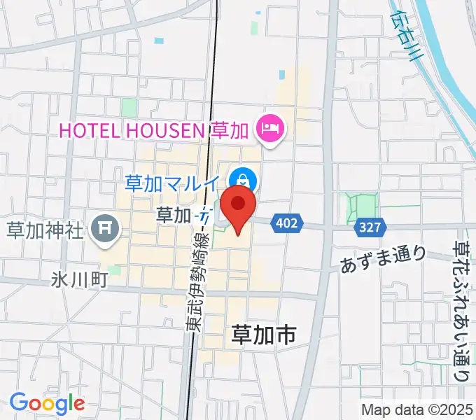 草加アコスホールの地図