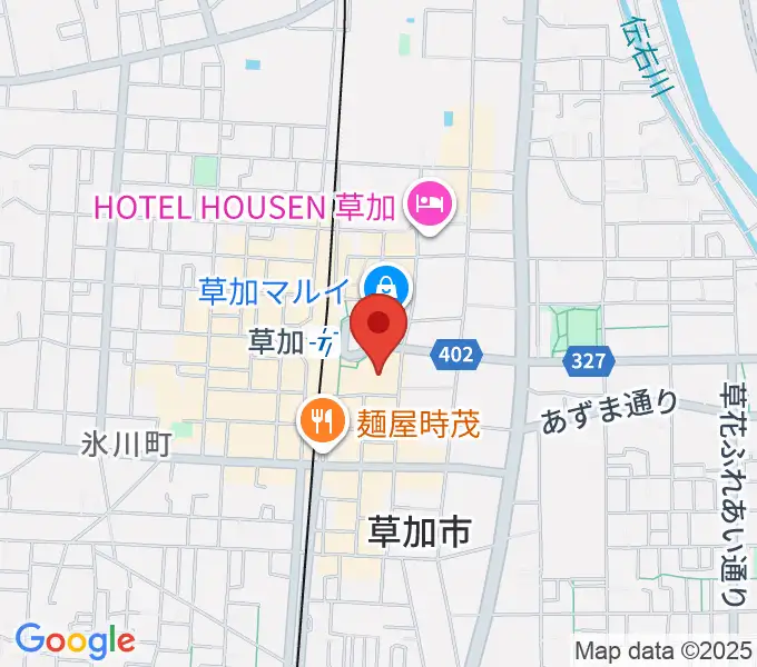草加アコスホールの地図