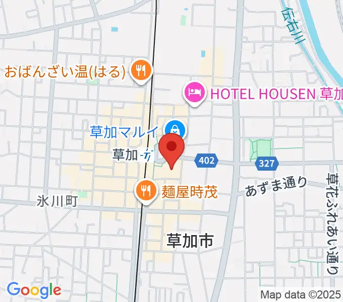 草加アコスホールの地図